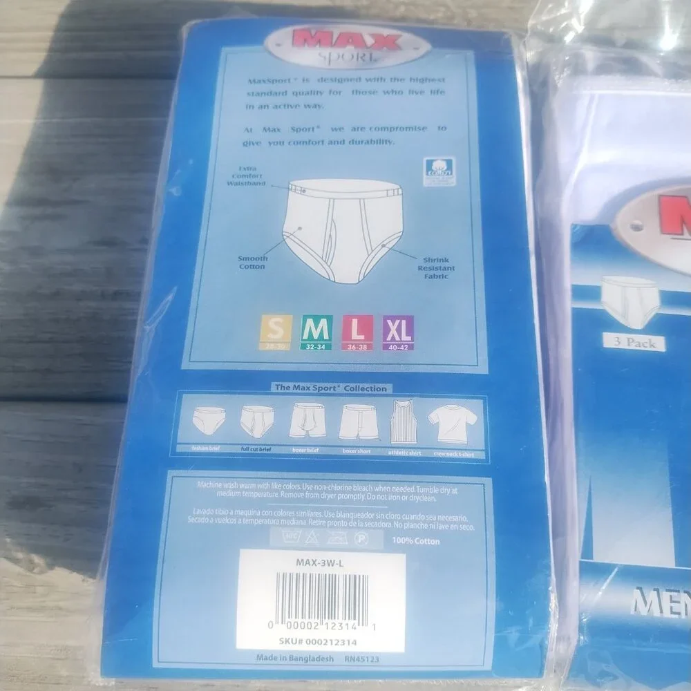 2 X Men's Max Sport 3 pk Full Cut Briefs Sz Large - Picture 6 of 10